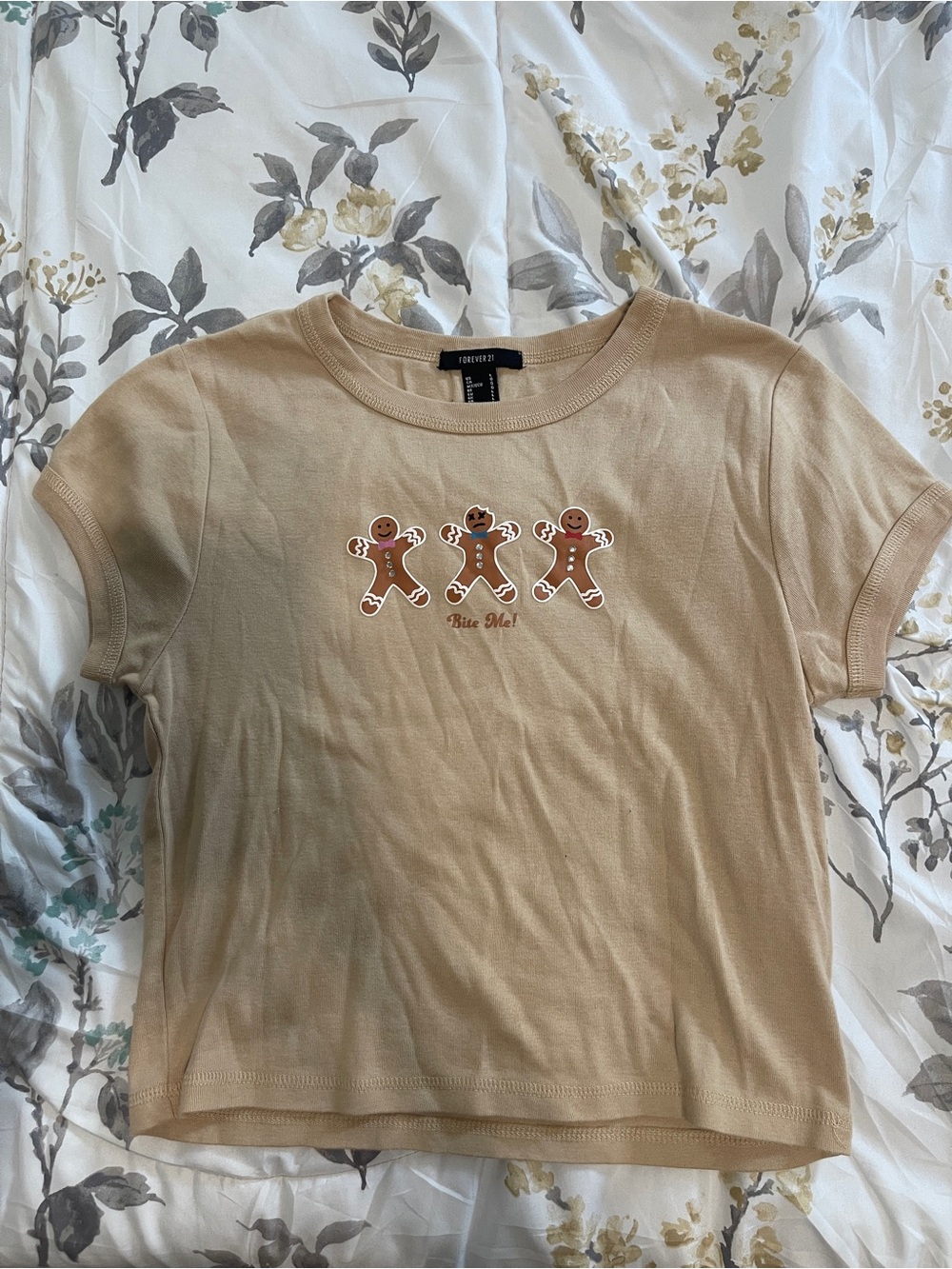 Forever 21 Kids Beige Graphic Gingerbread Tee